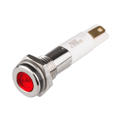 High intensity LED Indicator, 8mm Mounting, Hight bright, Flat Head type, IP67, Red 110V AC