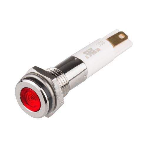 High intensity LED Indicator, 8mm Mounting, Hight bright, Flat Head type, IP67, Red 110V AC High intensity LED Indicator, 8mm Mounting, Hight bright, Flat Head type, IP67, Red 110V AC