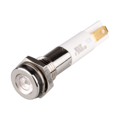 High intensity LED Indicator, 8mm Mounting, Hight bright, Flat Head type, IP67, White, 110V AC