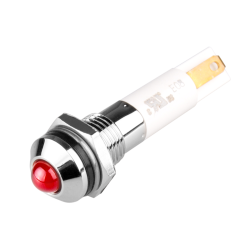 LED Indicator, 8mm Mounting, Round Head type, IP67, Red, 110V AC