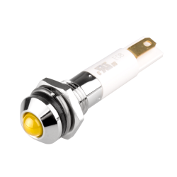 LED Indicator, 8mm Panel hole, Round Head type, Yellow, 110V AC