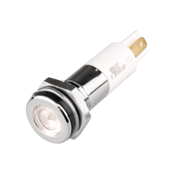 High intensity LED Indicator, 10mm Mounting, Hight bright, Flat Head type, IP67, White, 110V AC