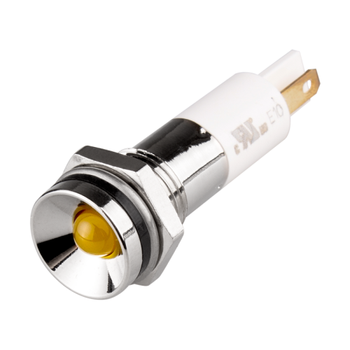 LED Indicator, 10mm Panel hole, Protrusive Head type, Yellow, 12V DC LED Indicator, 10mm Panel hole, Protrusive Head type, Yellow, 12V DC