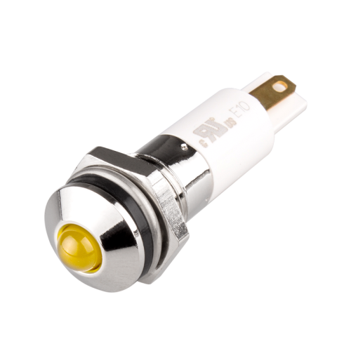 LED Indicator, 10mm Panel hole, Round Head type, Yellow, 3V DC