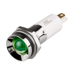 LED Indicator, 12mm Panel hole, Protrusive Head type, Green, 110V AC