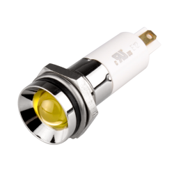 LED Indicator, 12mm Panel hole, Protrusive Head type, Yellow, 110V AC