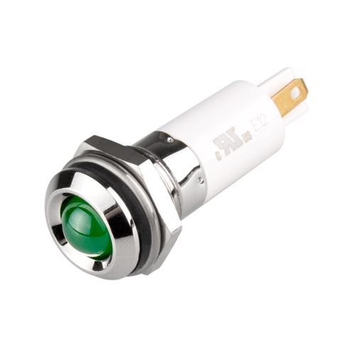 LED Indicator, 12mm Panel hole, Round Head type, Green, 220V AC