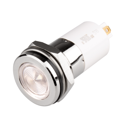 High intensity LED Indicator, 16mm Mounting, Hight bright, Flat Head type, IP67, White, 110V AC High intensity LED Indicator, 16mm Mounting, Hight bright, Flat Head type, IP67, White, 110V AC
