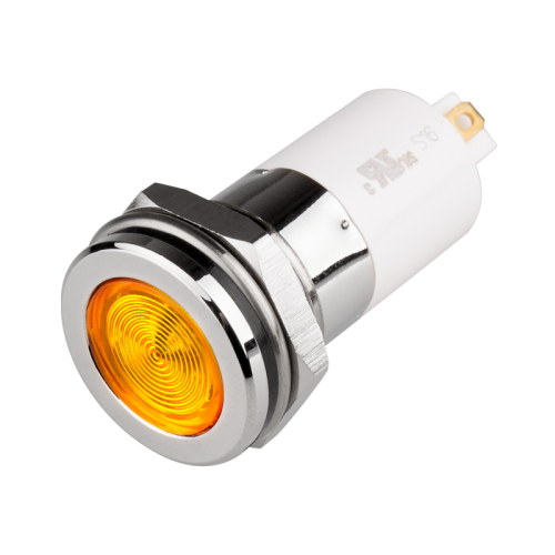 High intensity LED Indicator, 16mm Mounting, Hight bright, Flat Head type, IP67, Yellow, 110V AC High intensity LED Indicator, 16mm Mounting, Hight bright, Flat Head type, IP67, Yellow, 110V AC