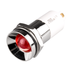 LED Indicator, 16mm Mounting, Protrusive Head type, IP67, Red, 12V DC