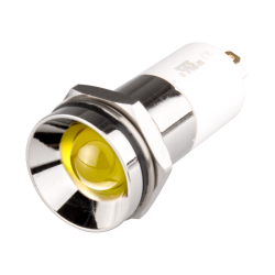 LED Indicator, 16mm Panel hole, Protrusive Head type, Yellow, 12V DC