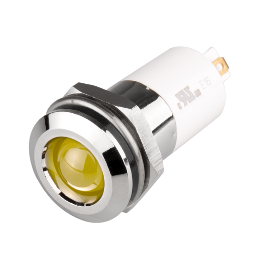 LED Indicator, 16mm Panel hole, Round Head type, Yellow, 110V AC