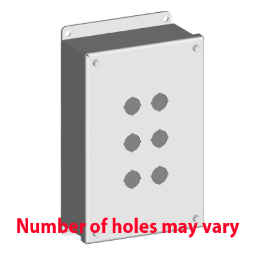 22mm Pushbutton Enclosure, 0.063" carbon steel, 3 hole, H8.00 x W3.25 x D2.75" Gray coating, NEMA 4 & 12 & 13