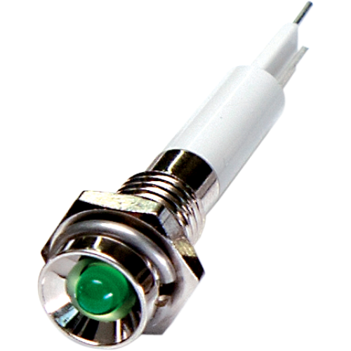 LED Indicator, 6mm Panel hole, Protrusive Head type, Green, 03V DC LED Indicator, 6mm Panel hole, Protrusive Head type, Green, 03V DC