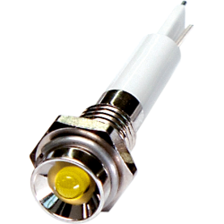 LED Indicator, 6mm Panel hole, Protrusive Head type, Yellow, 03V DC