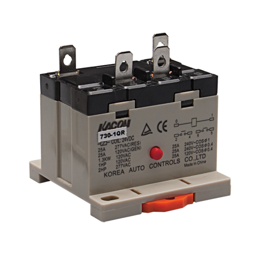 Electro Mechanical Power Relay, DIN raill mount & quick connector(#250), 30A SPST NO, 220VAC coil input