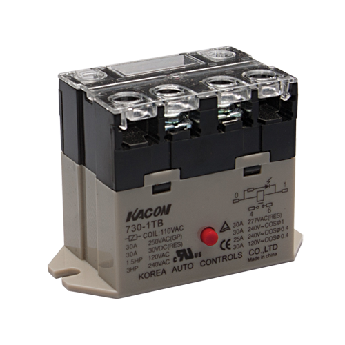 Electro Mechanical Power Relay, Panel mount & screw terminals, 30A SPST NO, 110VAC coil input