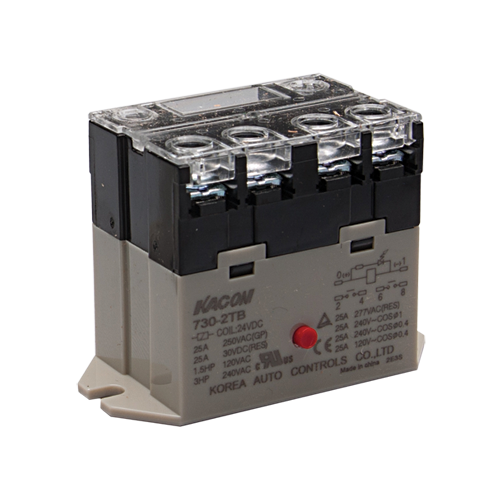 Electro Mechanical Power Relay, Panel mount & screw terminals, 25A DPST NO, 220VAC coil input