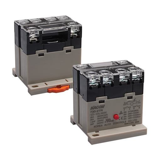 Electro Mechanical Power Relay, DIN Rail mount & screw terminals, 25A DPST NO, 220VAC coil input