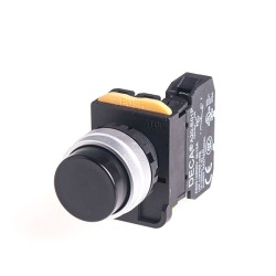 22mm Momentary pushbutton switch, Metal bezel extended head, 1NC, Black 22mm Momentary pushbutton switch, Metal bezel extended head, 1NC, Black
