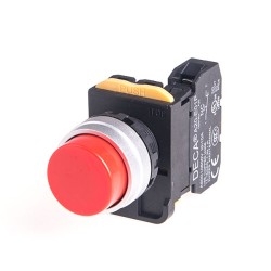 22mm Momentary pushbutton switch, Metal bezel extended head, 1NC, Red
