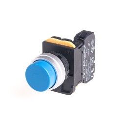 22mm Maintained pushbutton switch, Metal bezel extended head, 1NC,  Blue