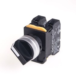 22mm Selector switch, Metal bezel, Maintained 2 positions, 1NO, Black Knob