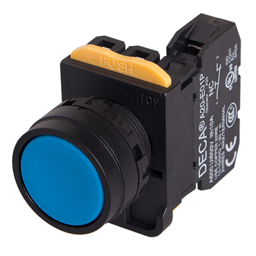 22mm Momentary pushbutton switch, 1NO, Blue