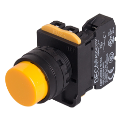22mm Momentary pushbutton switch, Extended head, 1NC, Yellow 22mm Momentary pushbutton switch, Extended head, 1NC, Yellow