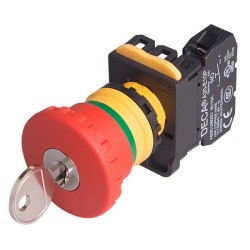 22mm Emergency stop switch with Key Release, 1NC, Red