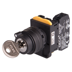 22mm Key selector switch, 2 positions, Maintained, Key release, 1NC