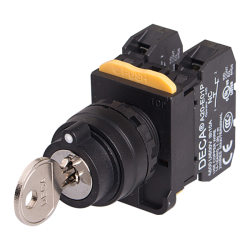 22mm Key selector switch, 3 positions, Maintained, Key release, 2NC