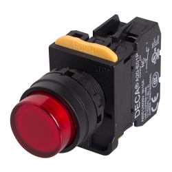 22mm LED Illuminated maintained pushbutton switch, 1NC, Red LED 110V AC/DC