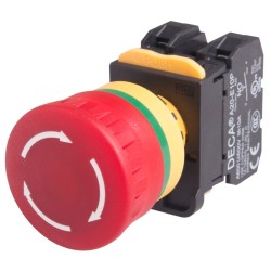 22mm Illuminated Emergency stop switch, 1NC, Red LED 110V AC