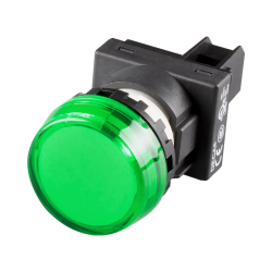 22mm LED Pilot lamp, Flush type with marking plate, 110V AC/DC, Green Lens