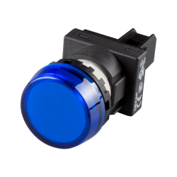 22mm LED Pilot lamp, Flush type with marking plate, 110V AC/DC, Blue Lens
