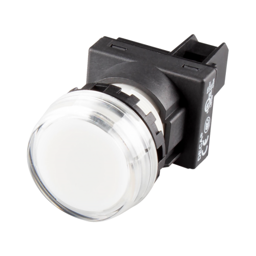 22mm LED Pilot lamp, Flush type with marking plate, 12V AC/DC, White Lens