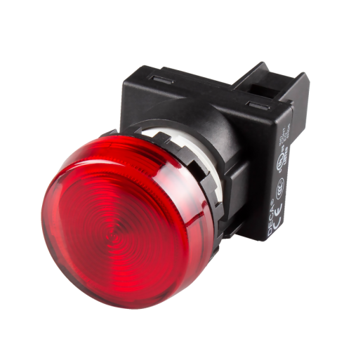 22mm LED Pilot lamp, Flush type, 110V AC/DC, Red Lens