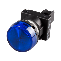 22mm LED Pilot lamp, Flush type, 110V AC/DC, Blue Lens