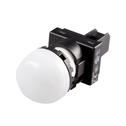 22mm LED Pilot lamp, Dome type, 110V AC/DC, White Lens