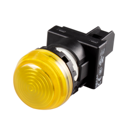 22mm LED Pilot lamp, Dome type, 110V AC/DC, Yellow Lens