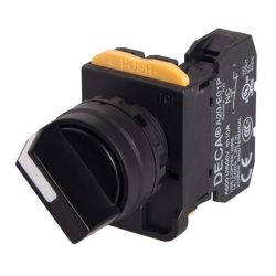 22mm Selector switch, 2 positions, Maintained, 2NC, Black Knob