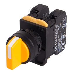 22mm Selector switch, 3 positions, Maintained, 2NC,, Yellow Knob
