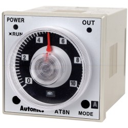 Autonics Timer, 1/16 DIN, 6 operation modes, 0.05sec - 100hr setting range, DPDT or SPDT Timed/Instant., 12VDC, (8 pins socket req'd)