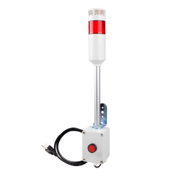 Andon Light, Push button control box, 9.45" pole w/ L Bracket, Red flashing & Buzzer, 80dB Buzzer, 110VAC, 6ft power cord