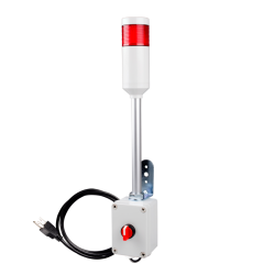 Andon Light, Selector switch control box, 9.45" pole w/ L Bracket, Red flashing, 110VAC, 6ft power cord