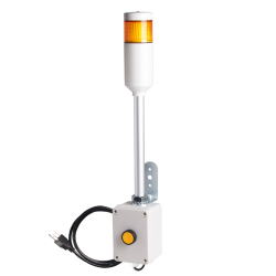 Andon Light, Selector switch control box, 9.45" pole w/ L Bracket, Yellow steady, 110VAC, 6ft power cord