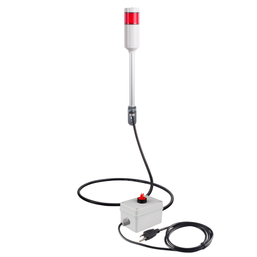 Andon Light, Remote Selector switch control box, w/15ft cable, 9.45" pole w/ L Bracket, Red flashing, 110VAC, 6ft power cord