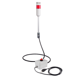 Andon Light, Remote Selector switch control box, w/15ft cable, 9.45" pole w/ L Bracket, Red flashing & Buzzer, 80dB Buzzer, 110VAC, 6ft power cord