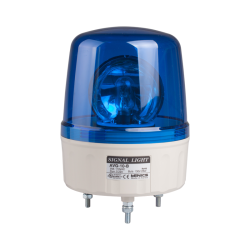 Beacon rotating light, 135mm blue lens, 80dB sound, Stud mount, Incandescent bulb, 110V AC 25W